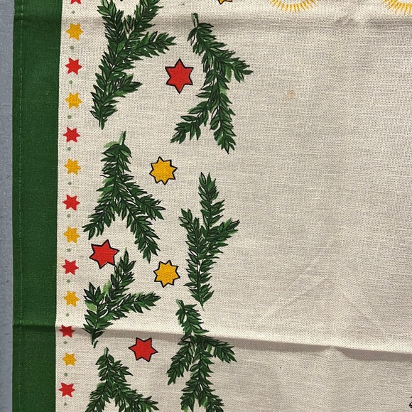 Colorful Christmas Table Runner Candles, Bows, Ornaments Pine Boughs/Cones Stars - Picture 7 of 16